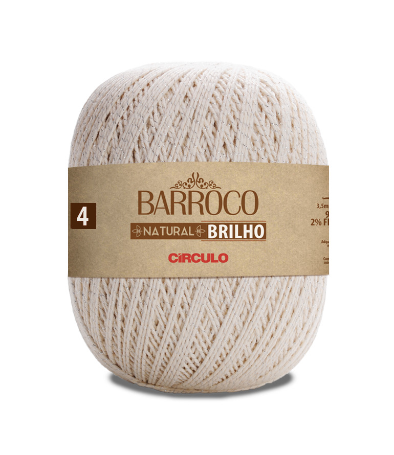 BARROCO NATURAL BRILHO 4 - COR NATURAL/PRATA 700G